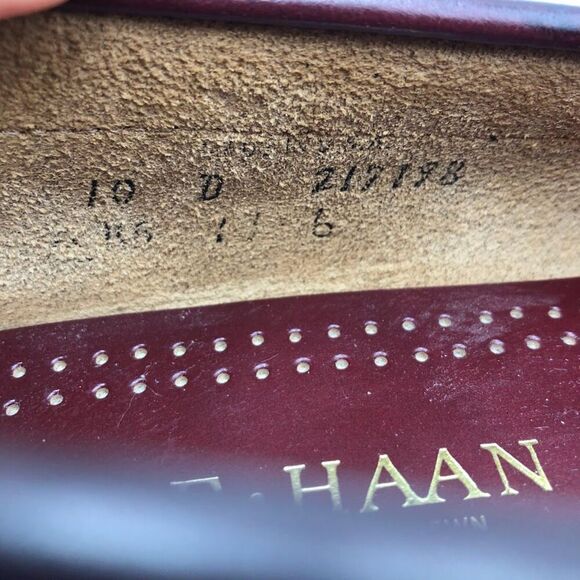 Cole Haan Mens Moccasin Tasseled Slip On Loafer 10D Dress Shoes Burgundy Leather - Picture 4 of 12